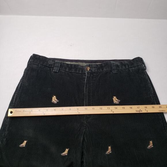 LL Bean Duck Boot Corduroy Pants Mens 34 Green Classic Fit Embroidered Winter - Picture 8 of 16
